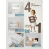 Кровать трансформер 4 в1 Sweet Baby Luna с матрасом белая/серая