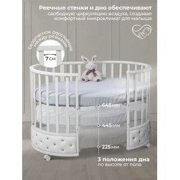 Кроватка-трансформер 7в1 Sweet Baby Brillantezza на колесах Белая