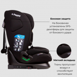Купить автокресло Peppy Lambo 9-36 кг, в цвете Black (76-150 см)