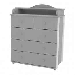 Комод NUVOLLA LUX 800/5 с широким откидным пеленальным столиком, ЛДСП (серый)