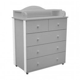 Комод NUVOLLA LUX 800/5 с широким откидным пеленальным столиком, ЛДСП (серый)