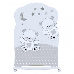 Кровать "Funny bears" (фигурн.спин., колесо-качалка, опуск.планка, накладка ПВХ), ЛДСП (белый)