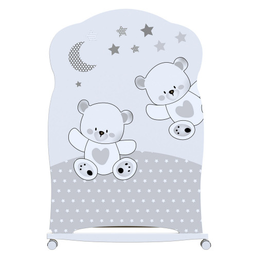 Кровать "Funny bears" (фигурн.спин., колесо-качалка, опуск.планка, накладка ПВХ), ЛДСП (белый)