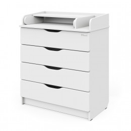 PITUSO Комод раскладной Wood/ 804 ПВХ с шариковыми направляющими Белый Аляска, 4 ящика