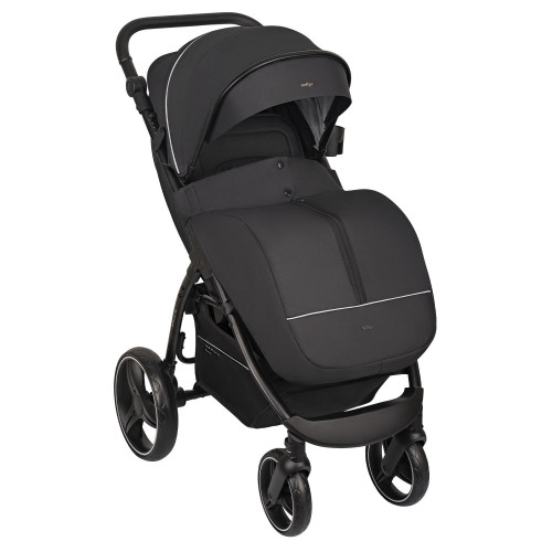 Коляска Indigo EPICA XL в чёрном цвете — усиленные колёса 20,3 и 29 см для уверенной езды по городу и бездорожью