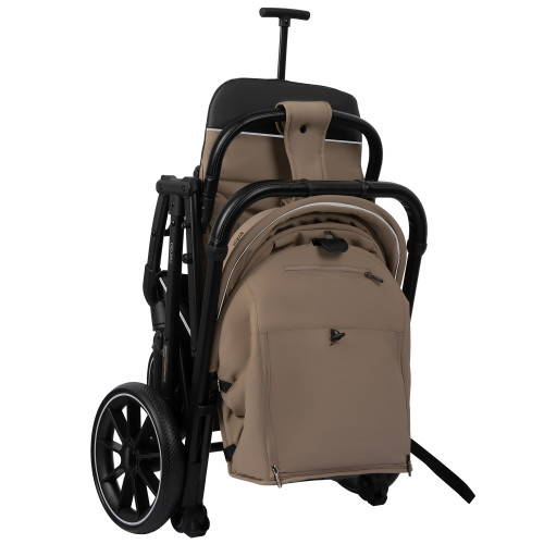 Коляска Indigo DELTA+ бежевая — надежная и маневренная модель с колесами 2×17 см и 2×24 см