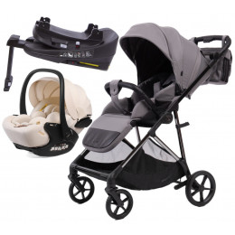 Прогулочная коляска Peppy Amici с автокреслом Verona Beige и базой Grey рама Black Chrome