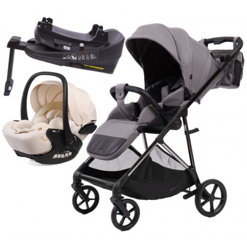 Прогулочная коляска Peppy Amici с автокреслом Verona Beige и базой Grey рама Black Chrome