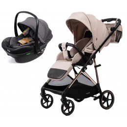 Прогулочная коляска Peppy Amici с автокреслом Jovikids Aria Beige рама Gold