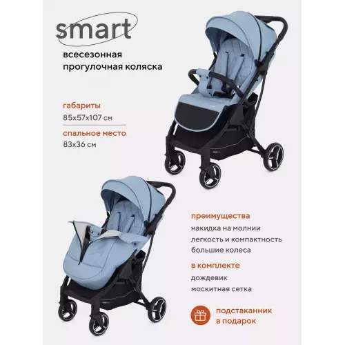 Коляска прогулочная Mowbaby Smart 2023 Blue