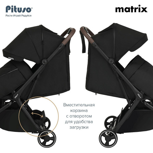Детская прогулочная коляска Pituso Matrix PU Black New