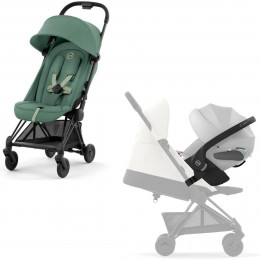 Коляска Cybex Coya Matt Black Frame Cloud T i-Size Platinum White Plus Leaf Green с дождевиком