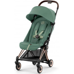 Коляска Cybex Coya Rosegold Frame Cloud T i-Size Mirage Grey Plus Leaf Green с дождевиком и бампером