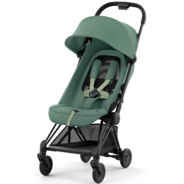 Коляска Cybex Coya Matt Black Frame Cloud G i-Size Almond Beige Plus Leaf Green с дождевиком и бампером