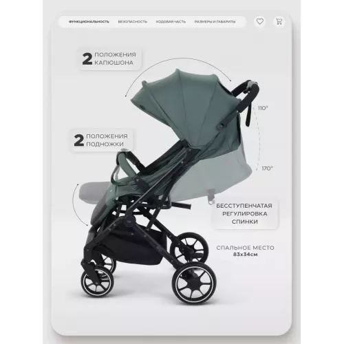 Коляска прогулочная Mowbaby Airy plus Olive
