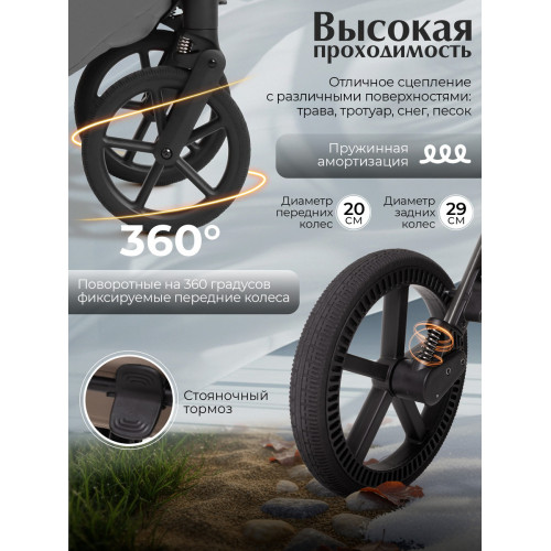 Прогулочная коляска Sweet Baby SBL Orso + автокресло Premier Grey Dark Grey