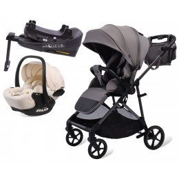 Прогулочная коляска Peppy Amici с автокреслом Verona Beige и базой Grey серый, рама серая
