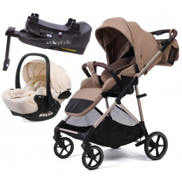 Прогулочная коляска Peppy Amici с автокреслом Verona Beige и базой Latte рама Beige