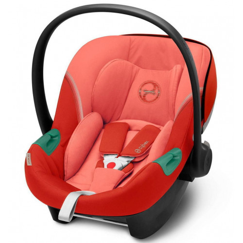 Коляска Cybex Coya Matt Black Frame Aton S2 i-Size Hibiscus Red Leaf Green с дождевиком и бампером