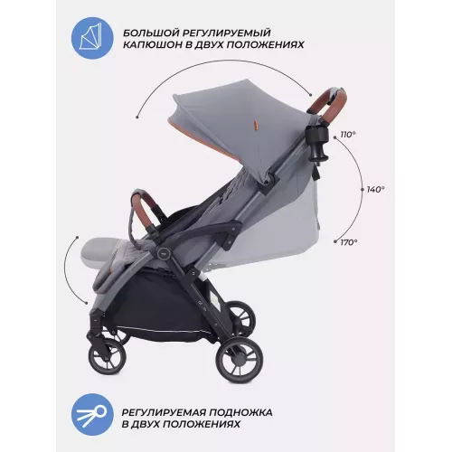 Коляска прогулочная Mowbaby Atom Grey