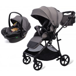 Прогулочная коляска Peppy Amici с автокреслом Jovikids Aria Grey серый, рама серая