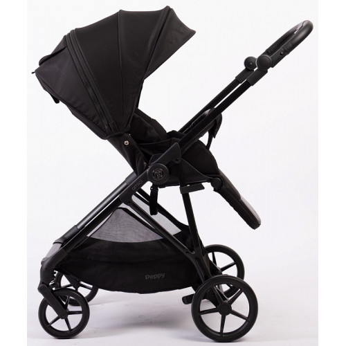 Прогулочная коляска Peppy Amici с автокреслом Rise Milk Black рама Black