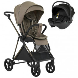 Детская прогулочная коляска Pituso Carbon RX c автокреслом Baesa Pro Black Tuareg Beige/рама carbon gold