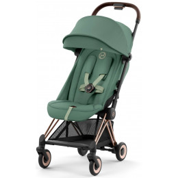 Коляска Cybex Coya Rosegold Frame Cloud G i-Size Moon Black Plus Leaf Green с дождевиком и бампером