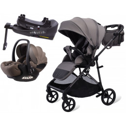 Прогулочная коляска Peppy Amici с автокреслом Verona Brown и базой Grey серый, рама серая