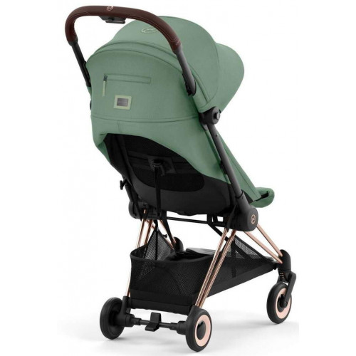 Коляска Cybex Coya Rosegold Frame Aton B2 i-Size Volcano Black Leaf Green с дождевиком и бампером