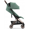 Коляска Cybex Coya Rosegold Frame Aton B2 i-Size Volcano Black Leaf Green с дождевиком и бампером