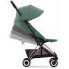 Коляска Cybex Coya Rosegold Frame Aton B2 i-Size Volcano Black Leaf Green с дождевиком и бампером