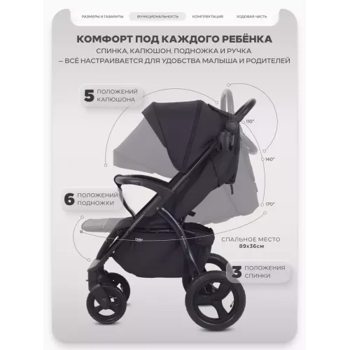 Коляска прогулочная Mowbaby Stormy Black