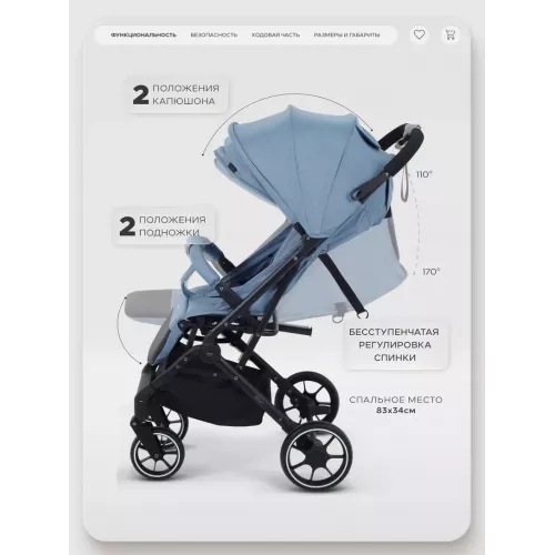 Коляска прогулочная Mowbaby Airy plus Blue