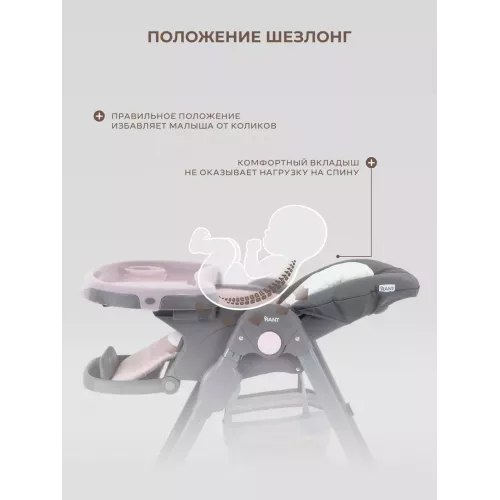 Стульчик для кормления Rant Cafe grey-pink
