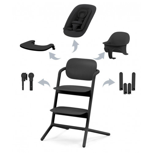 Стульчик для кормления Cybex Lemo 4 в 1 с мягкими чехлами Comfort Inlay Stunning Black/Pearl Pink