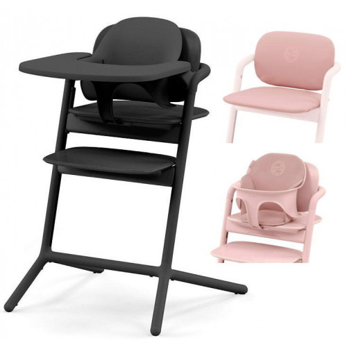Стульчик для кормления Cybex Lemo 4 в 1 с мягкими чехлами Comfort Inlay Stunning Black/Pearl Pink
