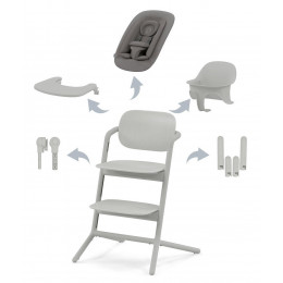 Стульчик для кормления Cybex Lemo 4 в 1 с мягкими чехлами Comfort Inlay Suede Grey/Pearl Pink