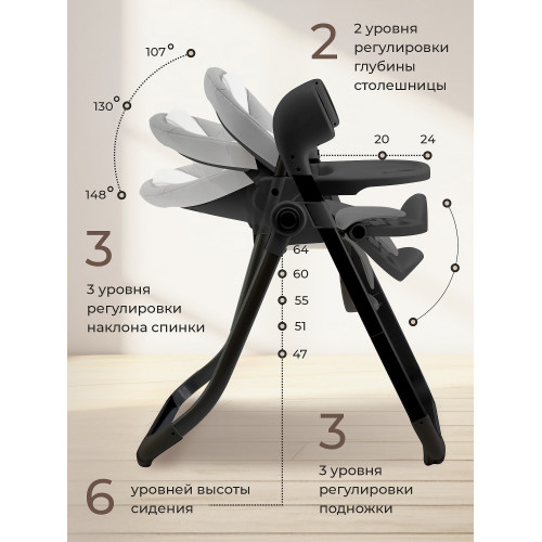 Стульчик для кормления - Электрокачели Sweet Baby Fiesta Black Gray