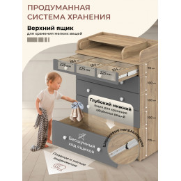 Пеленальный комод Sweet Baby Marsala Дуб канзас/антрацит