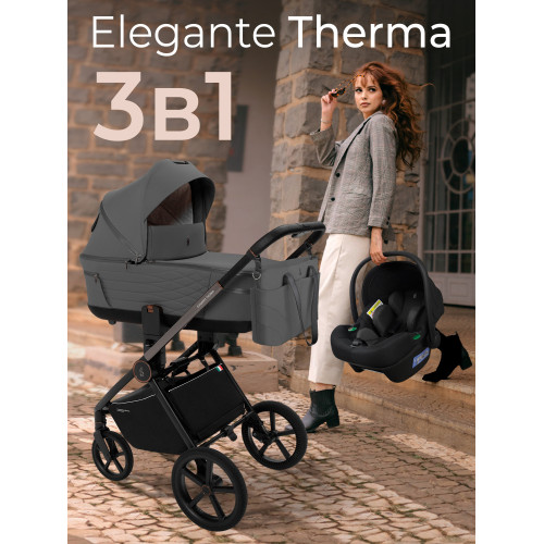 Коляска Sweet Baby 3в1 SBL Elegante Therma Dark Grey