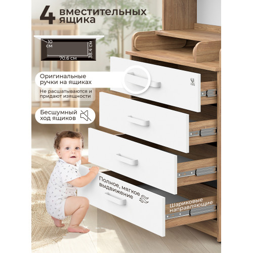 Пеленальный комод Sweet Baby Albero New Дуб канзас/аляска белая
