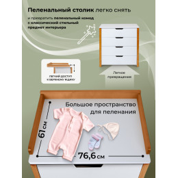 Пеленальный комод Sweet Baby Perfetto Белый/Натуральный